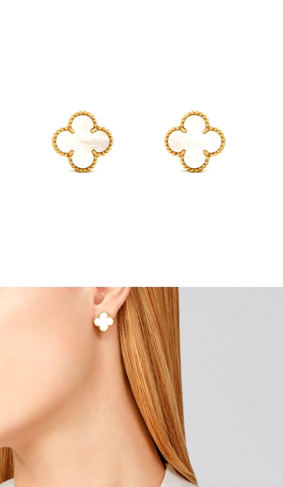 Cercei Trifoi GOLD White